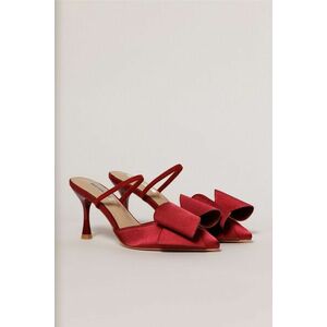 Pantofi burgundy eleganti din satin cu funda maxi imagine