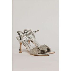 Sandale argintii cu funda stralucitoare imagine