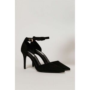 Pantofi eleganti negrii cu bareta din piele ecologica intoarsa imagine