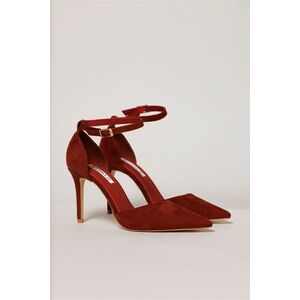 Pantofi eleganti caramizii cu bareta din piele ecologica intoarsa imagine