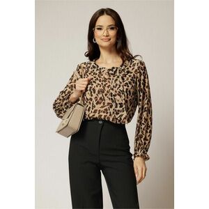Bluza din voal cu imprimeu animal print si funda la decolteu imagine