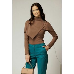 Bluza maro din jerse cu nasturi decorativi si design atipic imagine