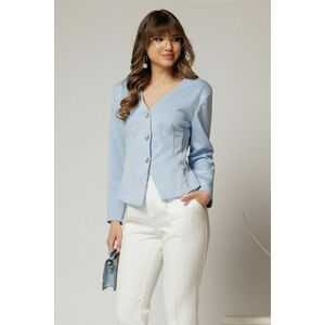 Sacou scurt bleu cambrat din jerse si inchidere cu nasturi imagine