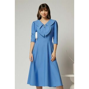 Rochie albastra clos de ocazie cu guler maxi si nasturi perluta imagine