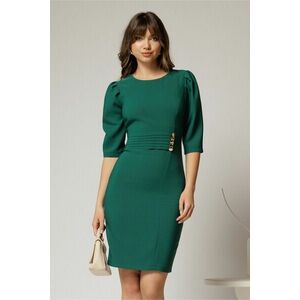 Rochie DY Fashion verde conica cu nasturi aurii pe talie imagine