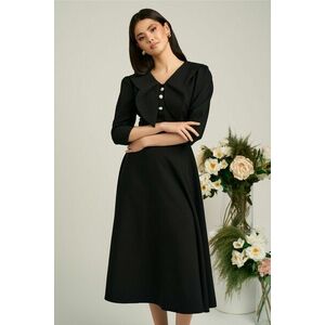 Rochie neagra clos de ocazie cu guler maxi si nasturi perluta imagine