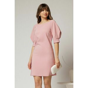 Rochie DY Fashion roz scurta croi cambrat cu maneci cu design atipic imagine