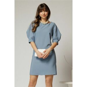 Rochie DY Fashion bleu scurta croi cambrat cu maneci cu design atipic imagine