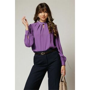 Bluza DY Fashion mov cu decupaj si perle la decolteu imagine