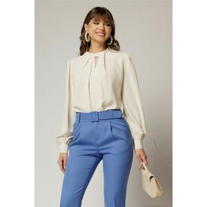 Bluza DY Fashion ivoar cu decupaj si perle la decolteu imagine