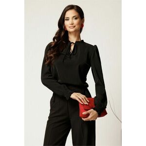 Camasa DY Fashion neagra din voal cu guler incretit imagine