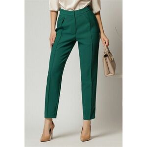 Pantaloni DY Fashion verzi cu pliu din talie si buzunare imagine