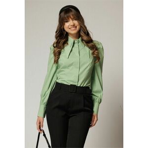 Camasa DY Fashion vernil din poplin cu guler dublu si croi cambrat imagine