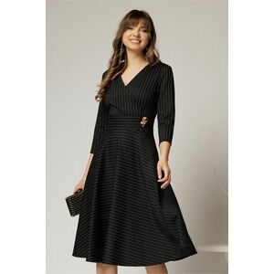 Rochie DY Fashion neagra clos in dungi din jerse si detaliu in talie imagine