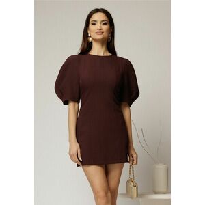 Rochie scurta bordo cu croi cambrat si maneci scurte bufante imagine