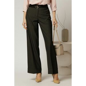 Pantaloni gri antracit din stofa cu croi larg si curea in talie imagine