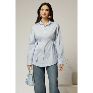 Camasa bleu lunga din poplin cu croiul larg si catarame imagine