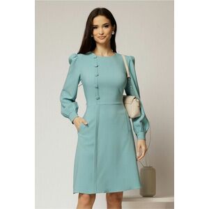 Rochie DY Fashion scurta bleu cu nasturi pe bust si fusta tip A imagine