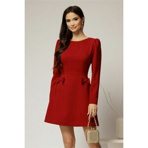 Rochie scurta bordo cu fusta tip A si fundite imagine