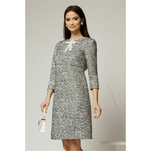 Rochie DY Fashion din tweed alb negru si croiul drept cambrat imagine