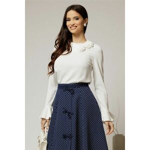 Bluza alba din voal plin cu detaliu floral la guler si gulerul incretit imagine