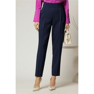 Pantaloni lungi bleumarin croi conic si nasturi pe talie imagine