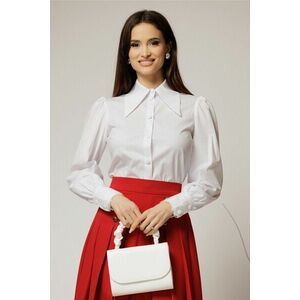 Camasa alba din poplin cu guler ascutit si mansete cu dantela imagine
