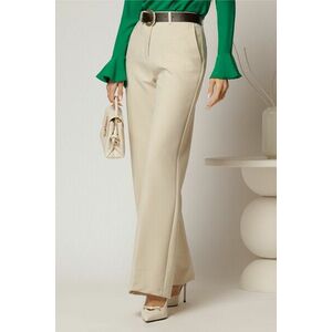 Pantaloni dama bej office cu buzunare imagine