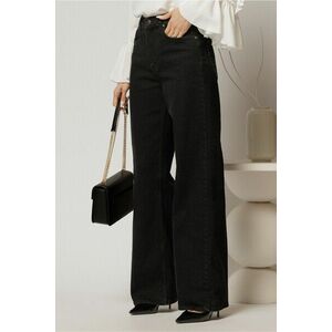 Blugi dama negri evazati cu talie inalta imagine