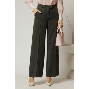 Pantaloni DY Fashion lungi gri inchis din stofa si croi lejer imagine