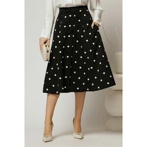 Fusta DY Fashion midi neagra cu buline si fundite in contrast imagine