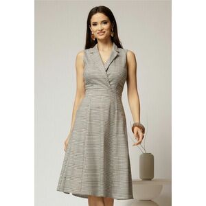 Sarafan DY Fashion din carou bej cu decolteu petrecut imagine