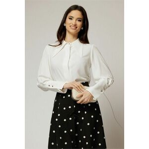 Camasa alba eleganta cu guler ascutit si mansete late imagine