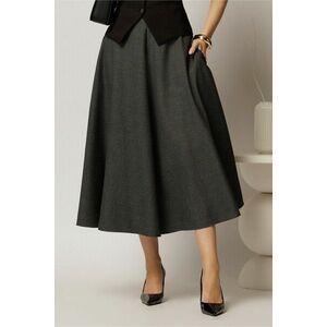 Fusta midi gri croi clos office imagine