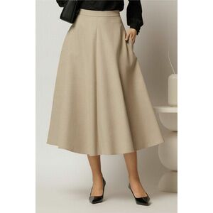 Fusta midi bej croi clos office imagine