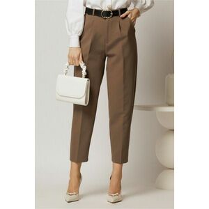 Pantaloni dama bej inchis cu croi pana si buzunare imagine