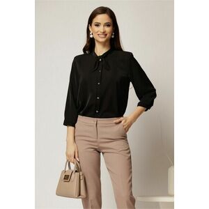 Camasa neagra cu funda la guler si inchidere cu nasturi imagine