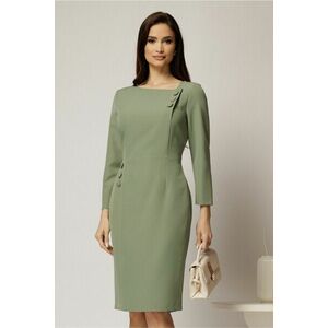 Rochie midi verde fistic cu nasturi decorativi imagine