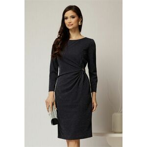 Rochie midi bleumarin cu lurex si detaliu pe talie imagine