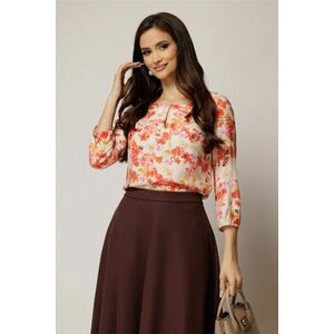 Bluza din viscoza cu imprimeu rosu si oranj imagine