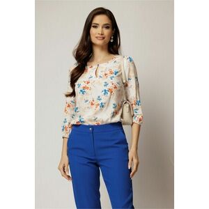 Bluza din viscoza cu imprimeu bej si albastru imagine