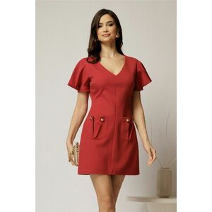 Rochie DY Fashion scurta caramizie cu croi drept si buzunare pe fusta imagine