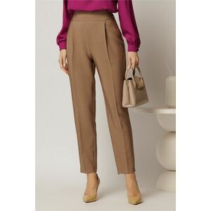 Pantaloni maro negri croi conic si nasturi pe talie imagine