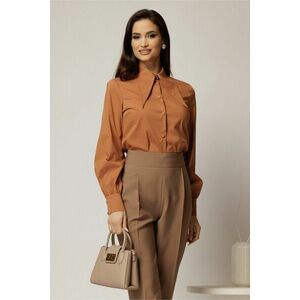 Camasa maro din poplin cu croi cambrat si guler ascutit imagine