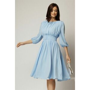 Rochie DY Fashion din voal bleu clos cu pliuri imagine