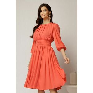 Rochie DY Fashion din voal corai clos cu pliuri imagine