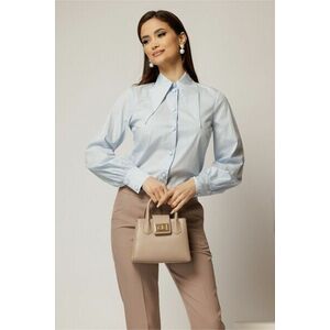 Camasa bleu din poplin cu croi cambrat si guler ascutit imagine