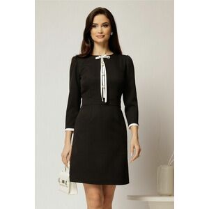 Rochie neagra cu nasturi perlati si funda imagine