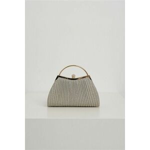 Clutch elegant din lurex auriu cu maner metalic rotund imagine