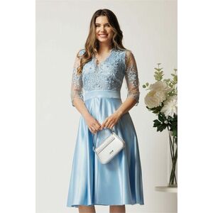 Rochie midi bleu din tafta in clos cu dantela la bust - Ella Collection Inna imagine
